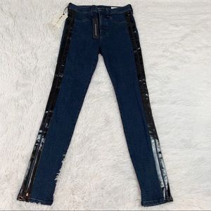 Rag & Bone Clean Bed Ford high rise Skinny Leg Jeans black coated stripes